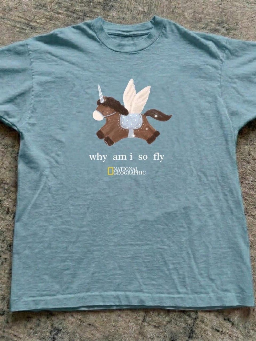 Gildan Light Blue Graphic Unicorn Wing Tee